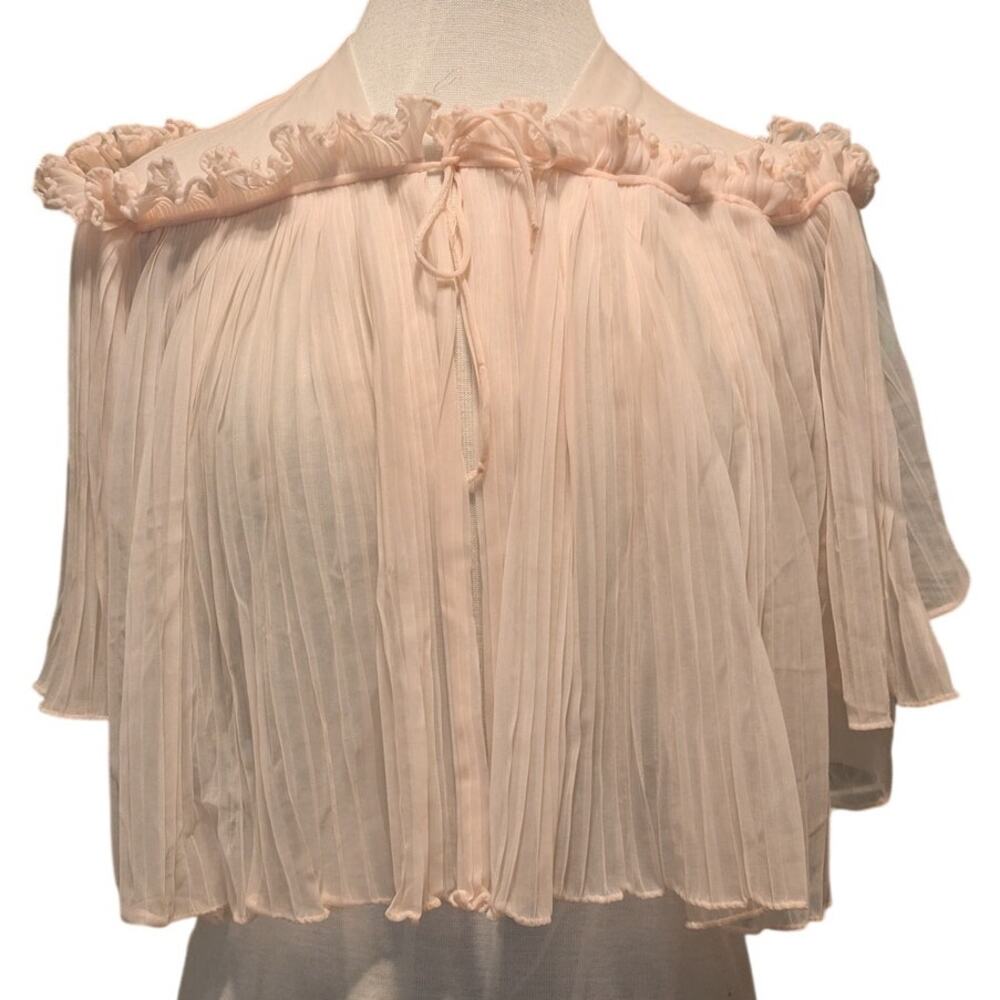 Michelene Vintage Nylon Pale Pink Circa1960s Micro Pleated Bed Jacket Size L